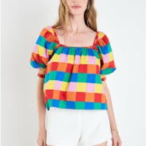 English Factory Multicolor Checkered Blouse